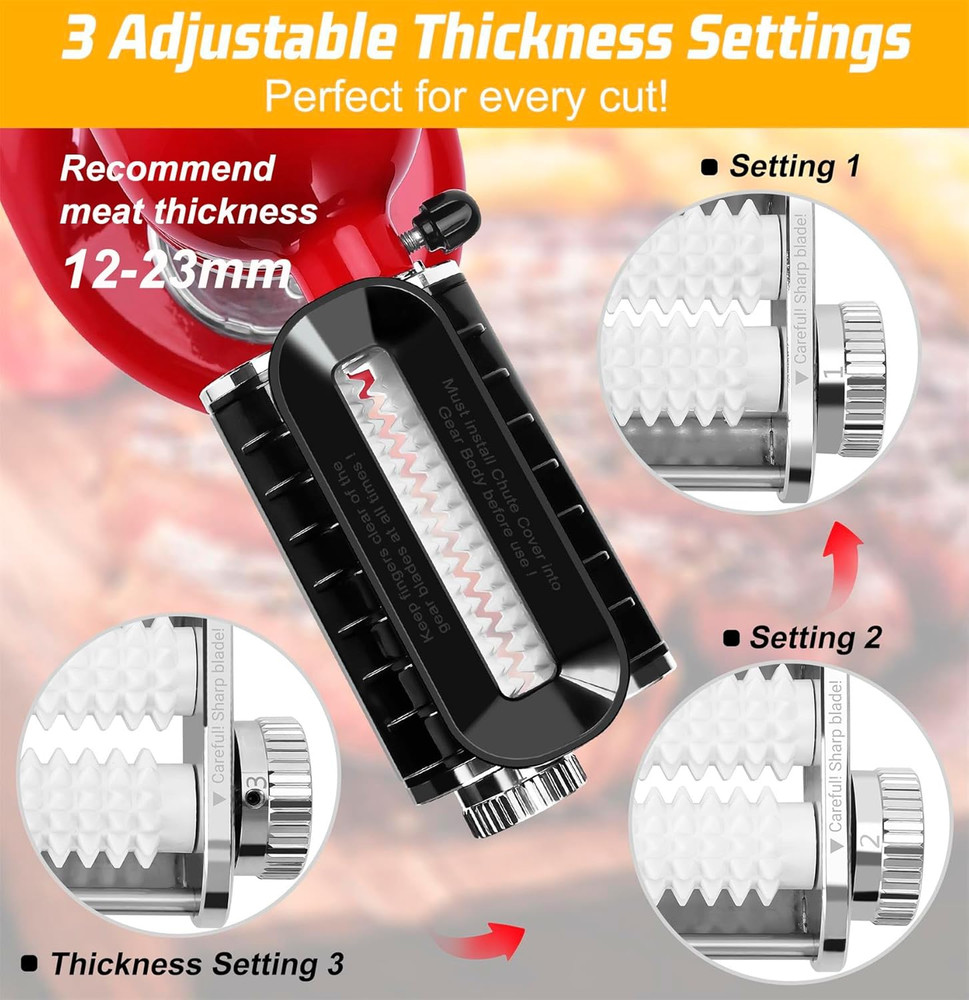 3 Thickness Adjustable Meat Tenderizer Attachment for Kitchenaid Mixers,Steak...