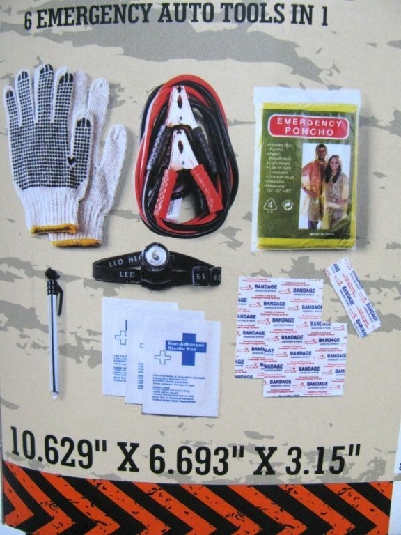Dirty Dog Emergency Auto Breakdown Kit 6 Tools BLACK NWT
