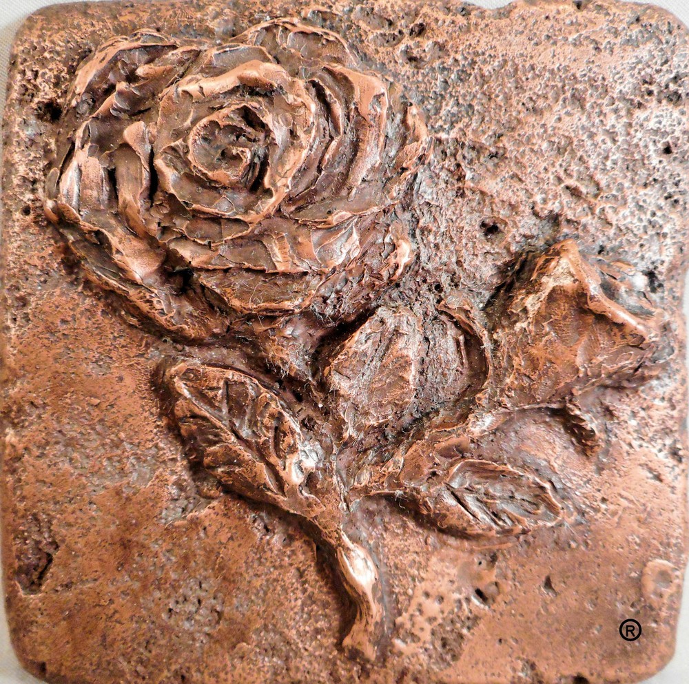 4"X4" Copper Blooming Rose Decorative Tile