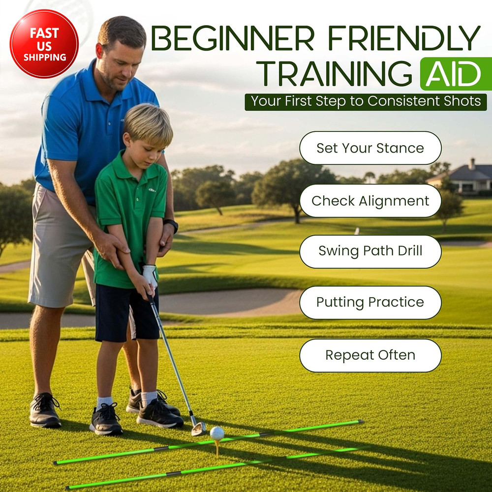 Collapsible Golf Alignment Sticks | 48 Inches Golf Trainer Stick Set for Aiming/