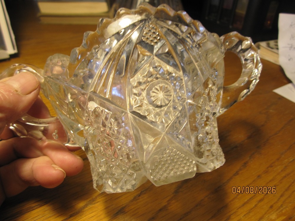 Imperial Clear Pressed Glass Pattern 526 Sawtooth Edge Open Sugar