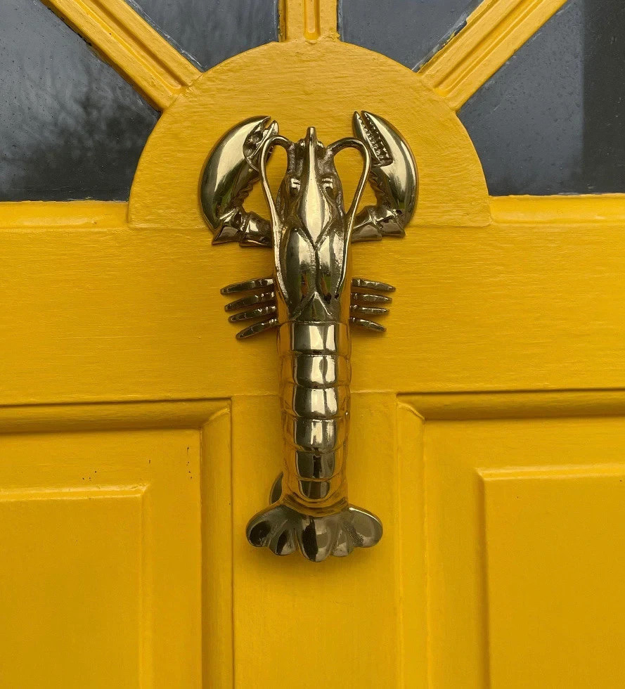Lobster Solid Brass Stunning Cast heavy rustic 8" inch PRAWN Door banger knocker