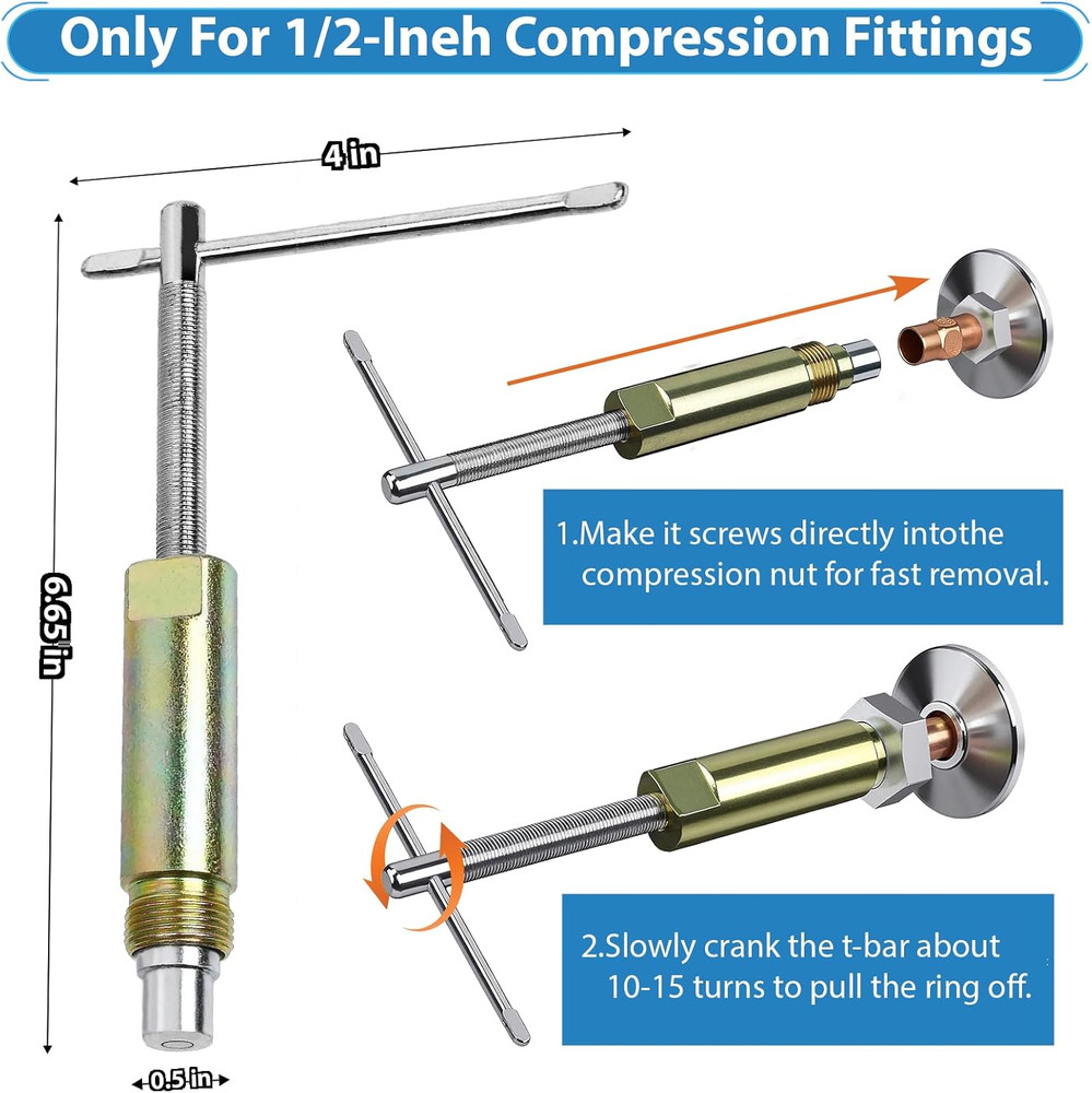 Plumbing Tools, Angle Stop Removal Tool with Compression Sleeve Puller Tool 1/2,