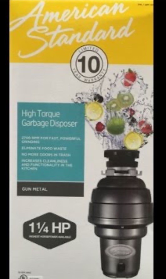 American Standard 1.25 HP Waste Disposer, bone crushing performance 929185 NEW!