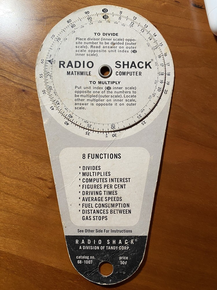 Radio Shack 8-Function Mathmile Computer 1968 Multi-Purpose Tool #68-1007 Tandy