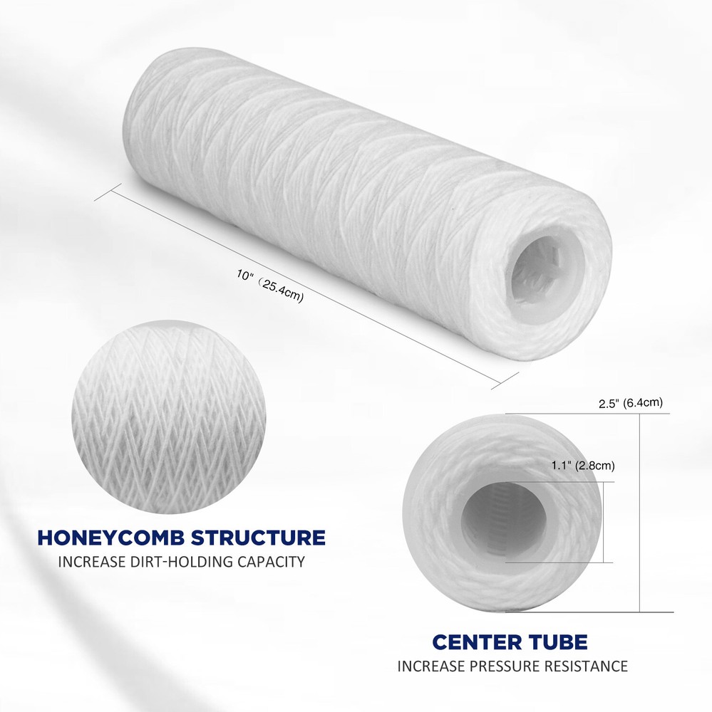 Universal 10" x 2.5" Whole House String Wound Sediment Water Filter Replacement
