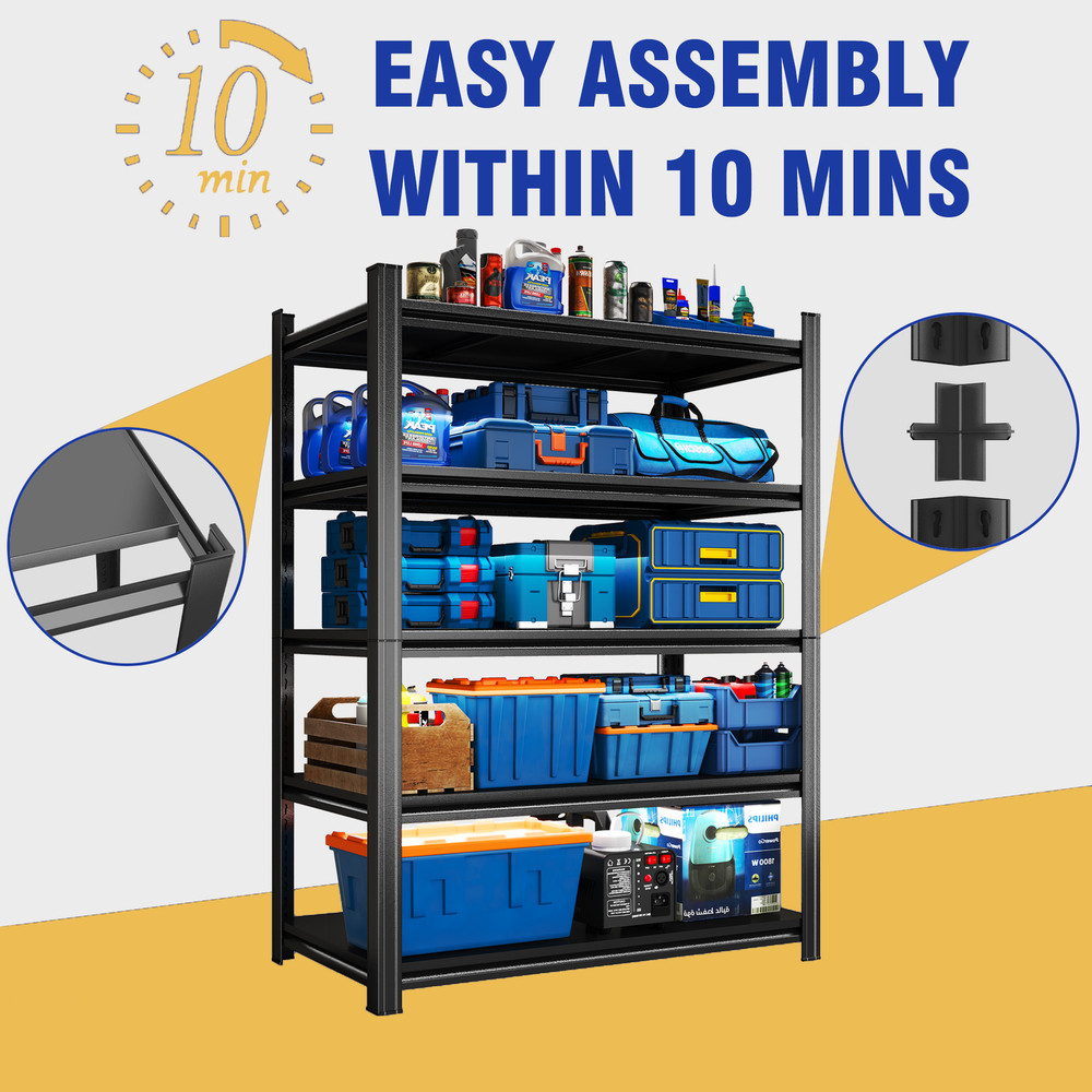 5 Tier Storage Shelves, 2200LBS Adjustable Metal Shelving Unit, Needs Assembly