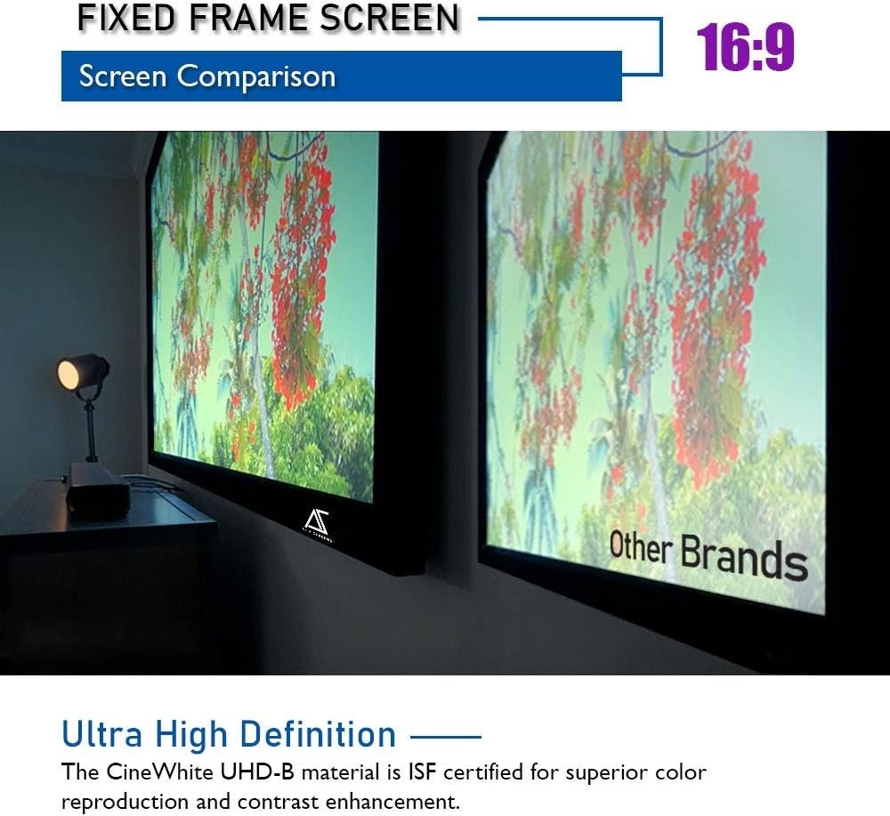 100 Inch Fixed Frame Projector Screen, 16:9, 8K / 4K Ultra HD Projector & 3D Rea