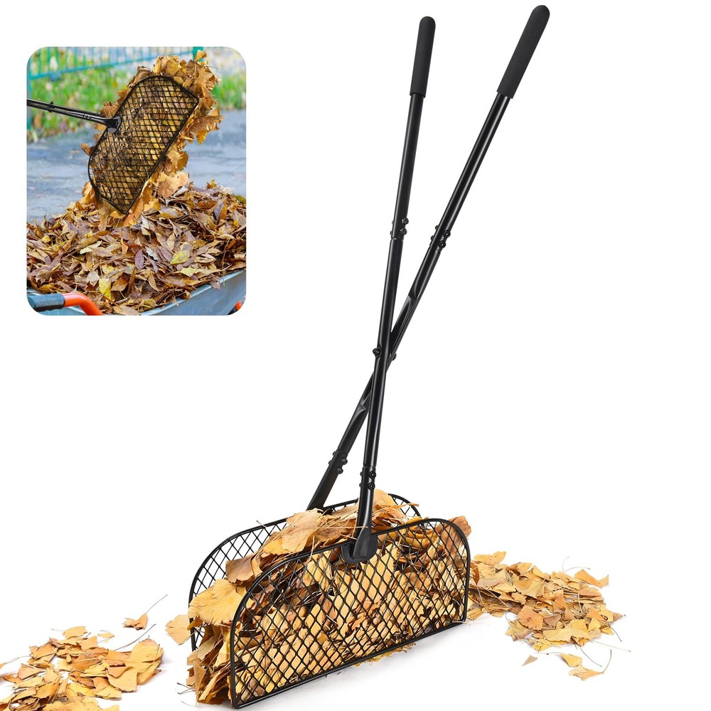 CAROD Leaf Grabber Rake with Long Handle, Rake, Black