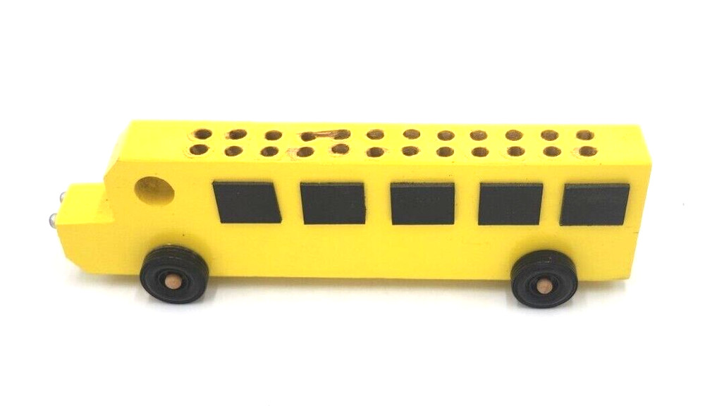 Handmade Wooden School Bus 24  Crayon Holder