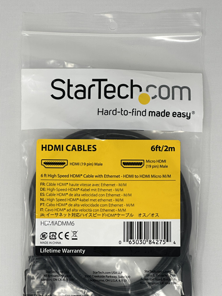 StarTech Pack of 2 Micro HDMI to HDMI 6FT/2M