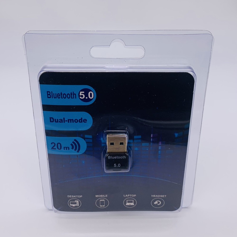 Bluetooth USB 5.0 Adapter Dual Mode 20m Desktop Mobile Laptop Headset - Open Box