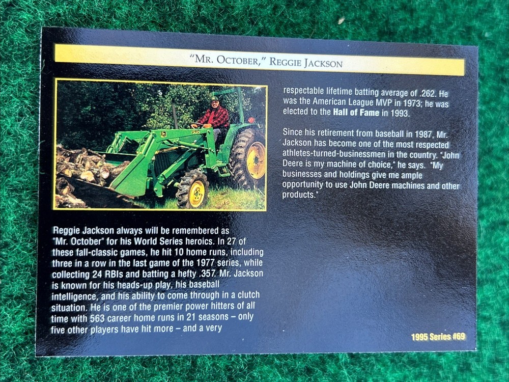 John Deere Trading Cards Reggie Jackson Mr October Rare
