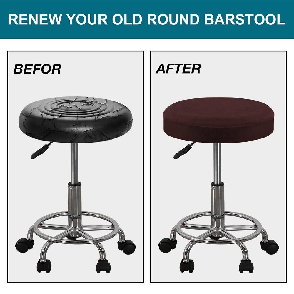2 Pack Round Bar Stool Covers – Stretchable Round Vanity Stool Cover, Fits Di...