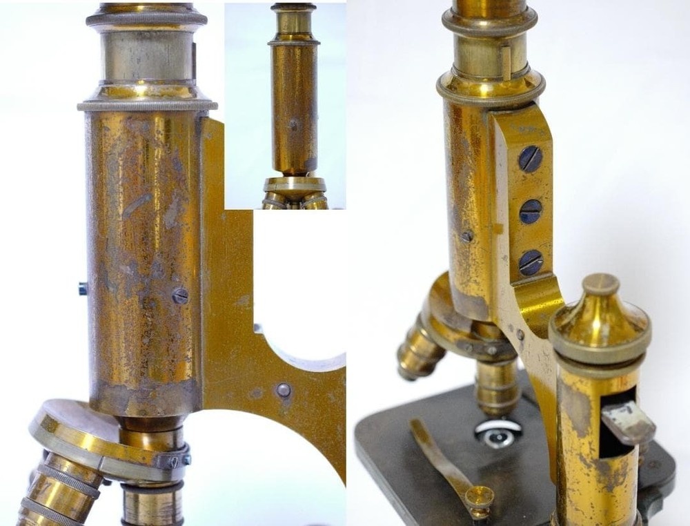 Antique E. Messter Universal Bacterial Microscope 1880s Quick Lift Patent