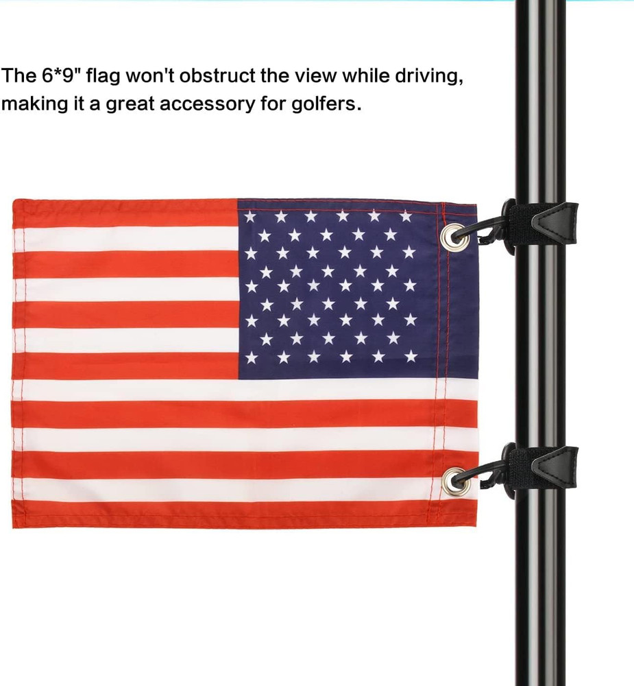 Easy Installation Golf Cart Flag Holder,2 Pack Elastic Strap Bracket with 6 * 9'
