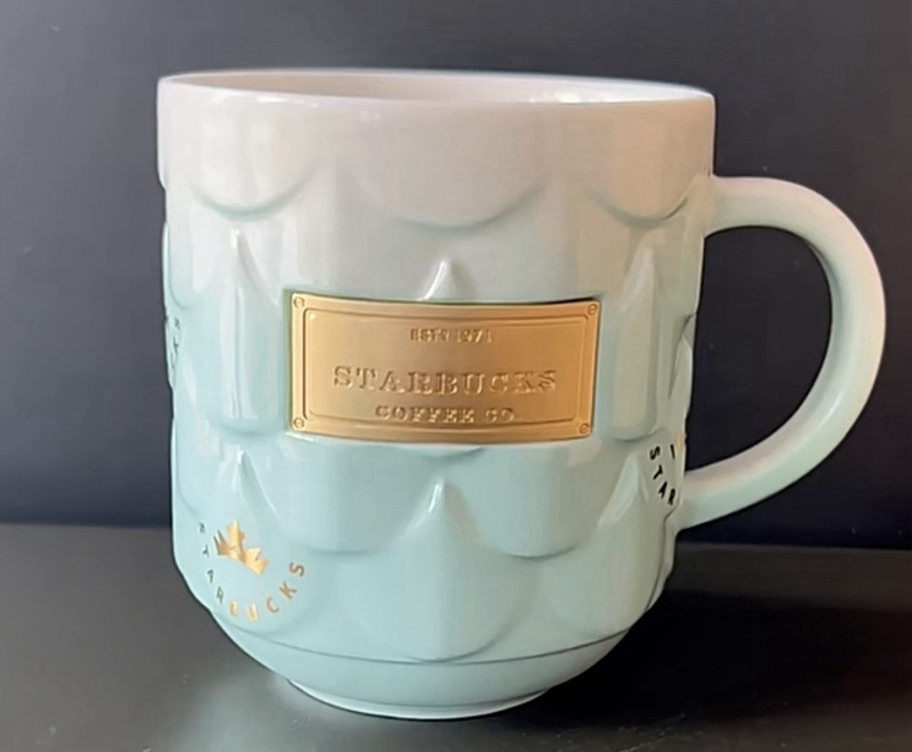 Starbucks Anniversary Seablue Collection Gradient Scale Pattern Mug 2022 385ml