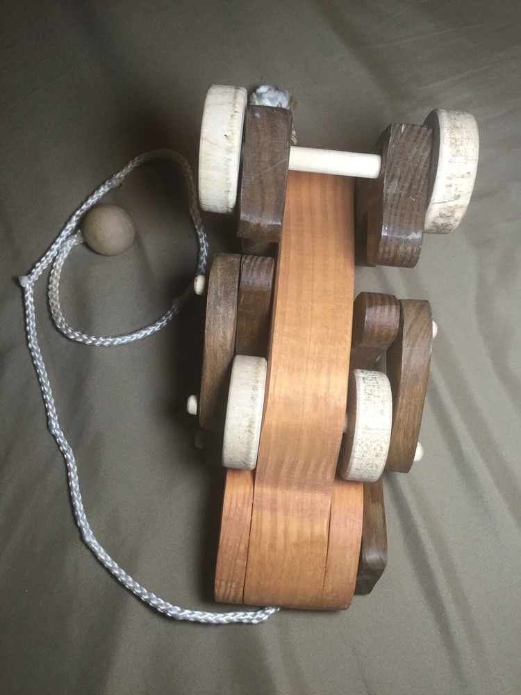 Wooden Dog Rolling Pull Toy Good Used Condition