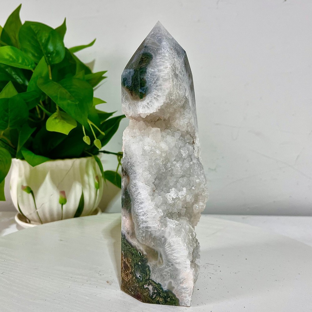 3.54LB Water grass agate wide column obelisk sample column