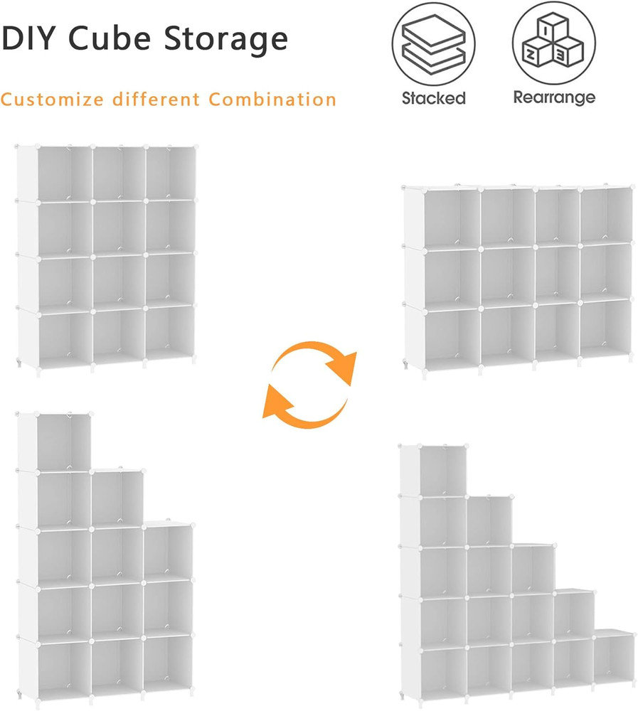 Cube Storage Organizer Storage 12 Cube Bookshelf DIY Plastic Closet Clothes Stor