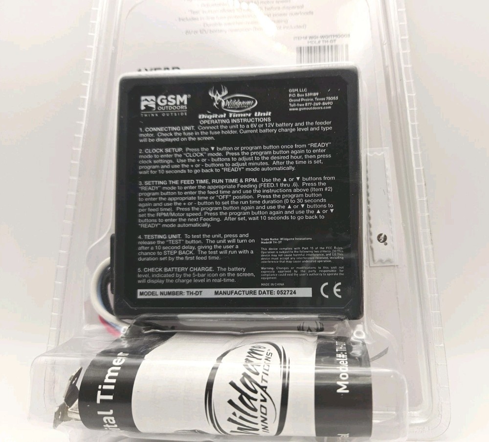 Wildgame Innovations Digital Controller Timer 6V or 12V Battery Operation TH-DT