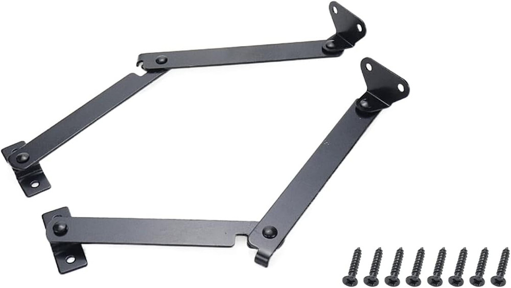 2 Pcs Black Lid Support Hinges, Rotatable Folding Lid Support Hinge for Window,