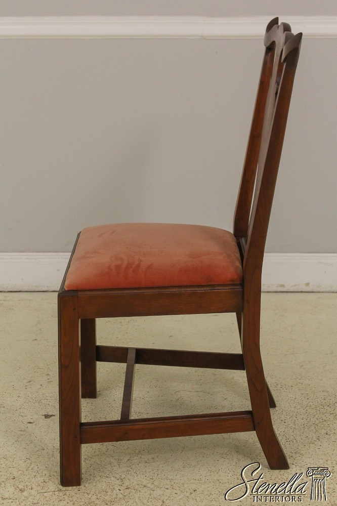 58251: Pair Benchmade Hand Crafted Cherry Chippendale Side Chairs