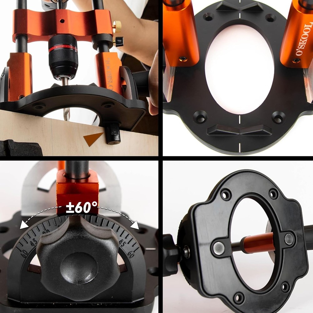 Multi-Angle Drill Guide for Cordless Drills, Adjustable from 0° to 60° for Fl...