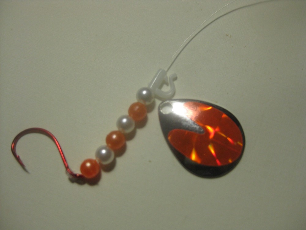 Walleye 1 Hook Spinner Rigs ( Orange Holographic)