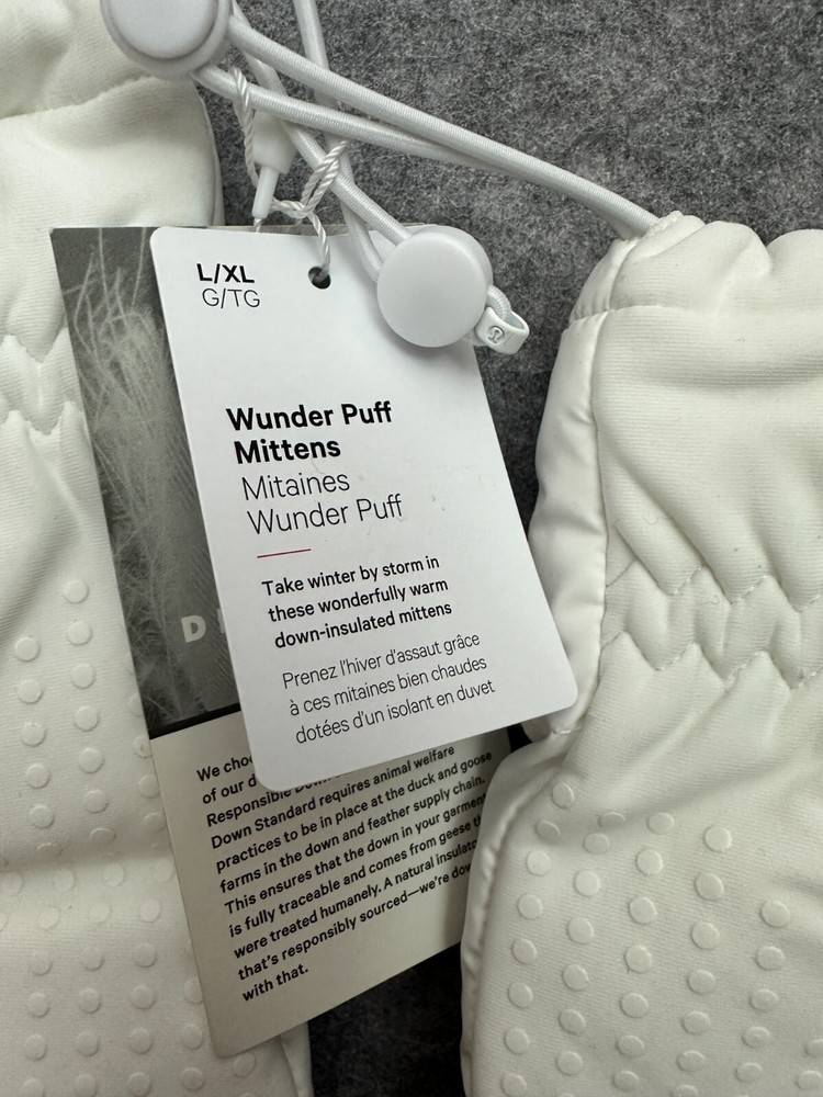 Lululemon Wunder Puff Down Mittens WHT White Size L/XL