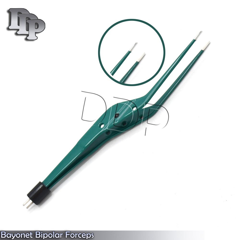 Bayonet Bipolar Forceps 8" Green Electrosurgical Instruments EL-046