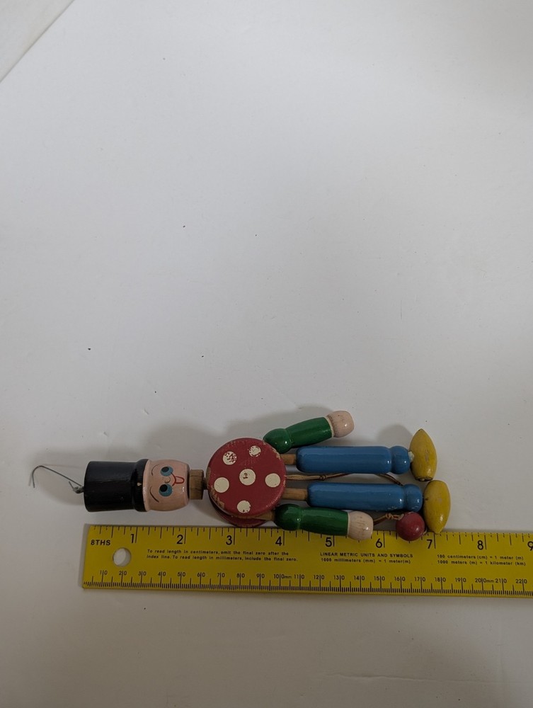 Vintage Wooden Pull String Puppet Jumping Jack Pull Toy Ornament