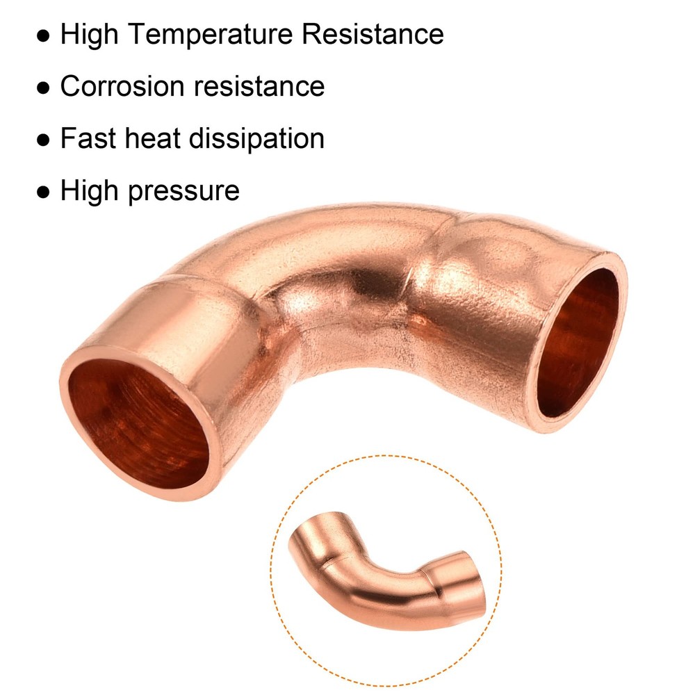 MECCANIXITY 90 Degrees Elbow Copper Pipe Fitting Brazing 1/4 Inch,