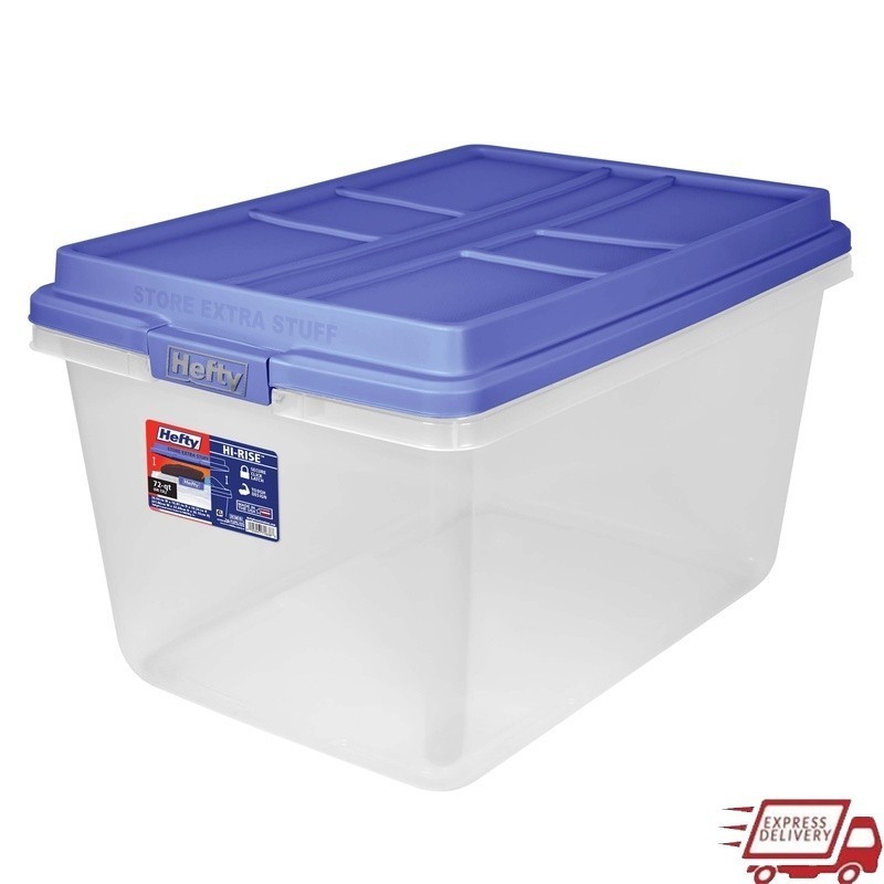 Clear Storage Bin 72 Quart Stackable Container W/ Latches & HI-RISE Lid Double