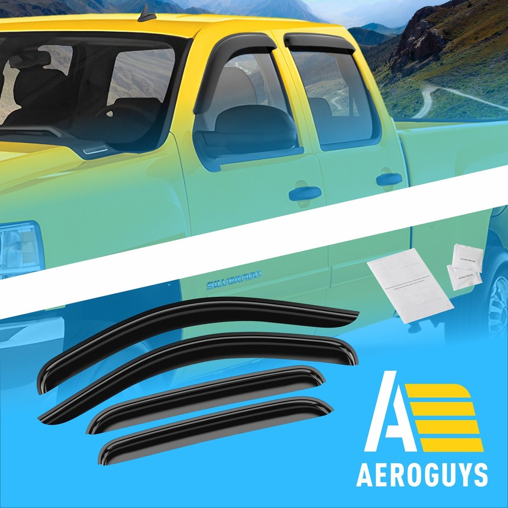 Rain Guards Vent Visors Shade for Chevy Silverado 07-13 Crew Cab