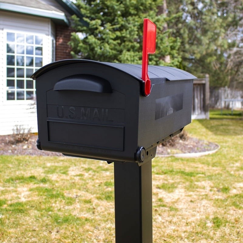 Durable Large Post Mounted Mailbox Weather Resistant W/ Delivery Flag Indicator