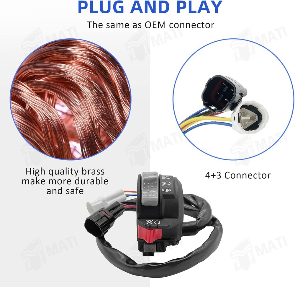 Left Handlebar Control Engine Start Run Off Headlight Switch for Yamaha ATV