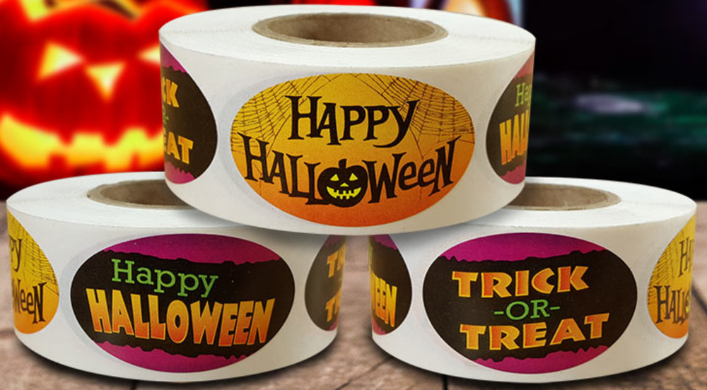 HALLOWEEN LABELS 500 PER ROLL GREAT STICKERS 1.25" x 2"