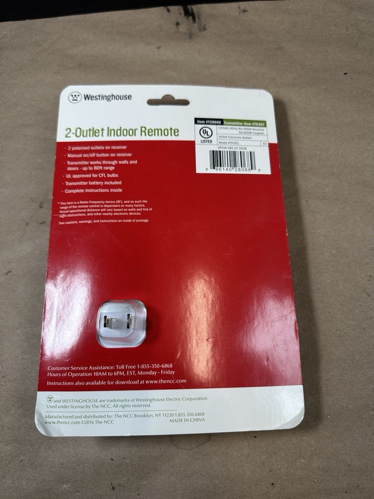 2 Outlet Indoor Wireless Remote Westinghouse 80 Ft Range T28068
