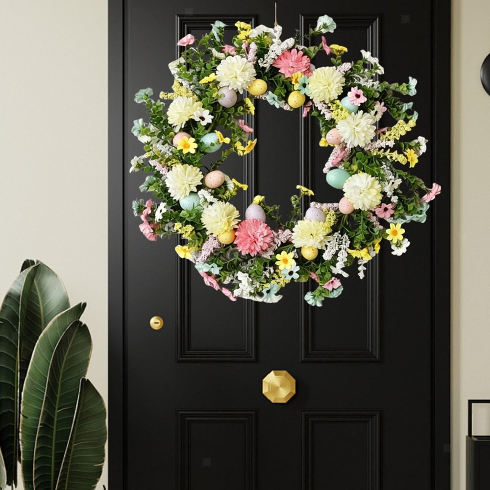 Easter Eggs Wreath Spring Flower Wreath Versatile Decorative Lovely Easter