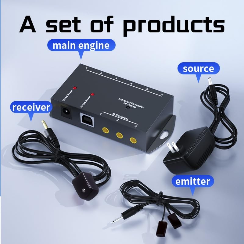 Infrared Repeater Extender Kit Hidden IR Remote Set Controls 2 Devices