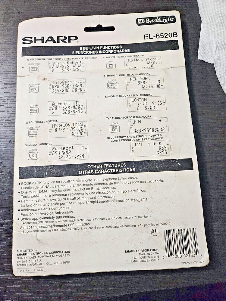 New SHARP Electronic Organizer EL-6520B Memo Master 11KB