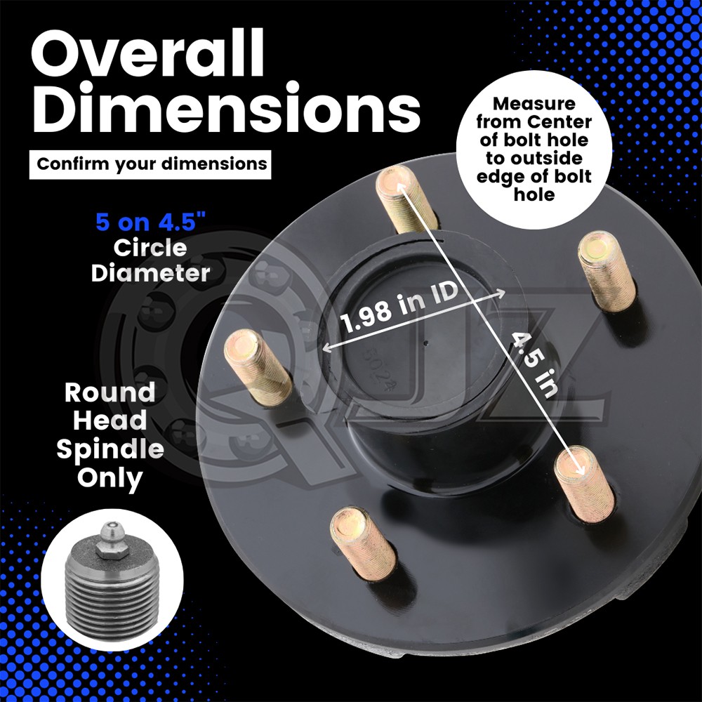 [2-Set] 3,500lb Trailer Axle Idler Kit 5 on 4.5" Pre-Greased with Hardware