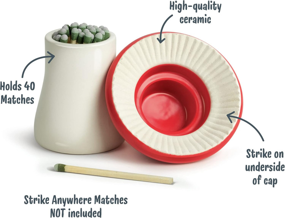 Merry Mushroom, Decorative Ceramic Match Striker and Storage
