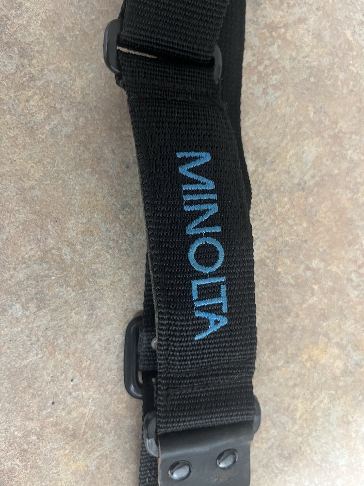 Minolta Vintage Camera Strap Black And Blue Clean Working Condition