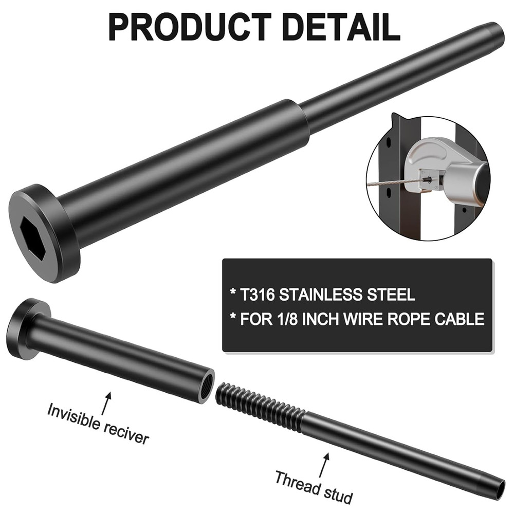 30 Pack Black Invisible Cable Railing Kits for Wood/Metal Posts