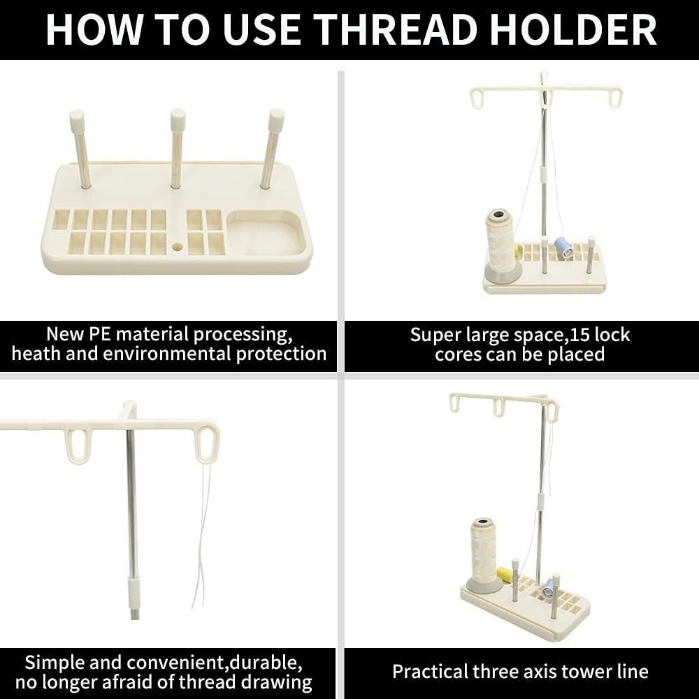 2 Pack Thread Holders, Embroidery & Sewing Machine Organizer, 3-Spool Thread ...