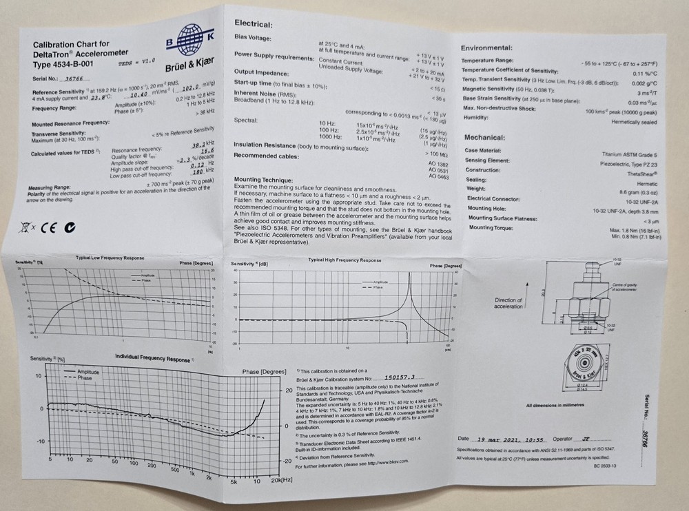 Bruel & Kjaer 4534-B-001 Accelerometer