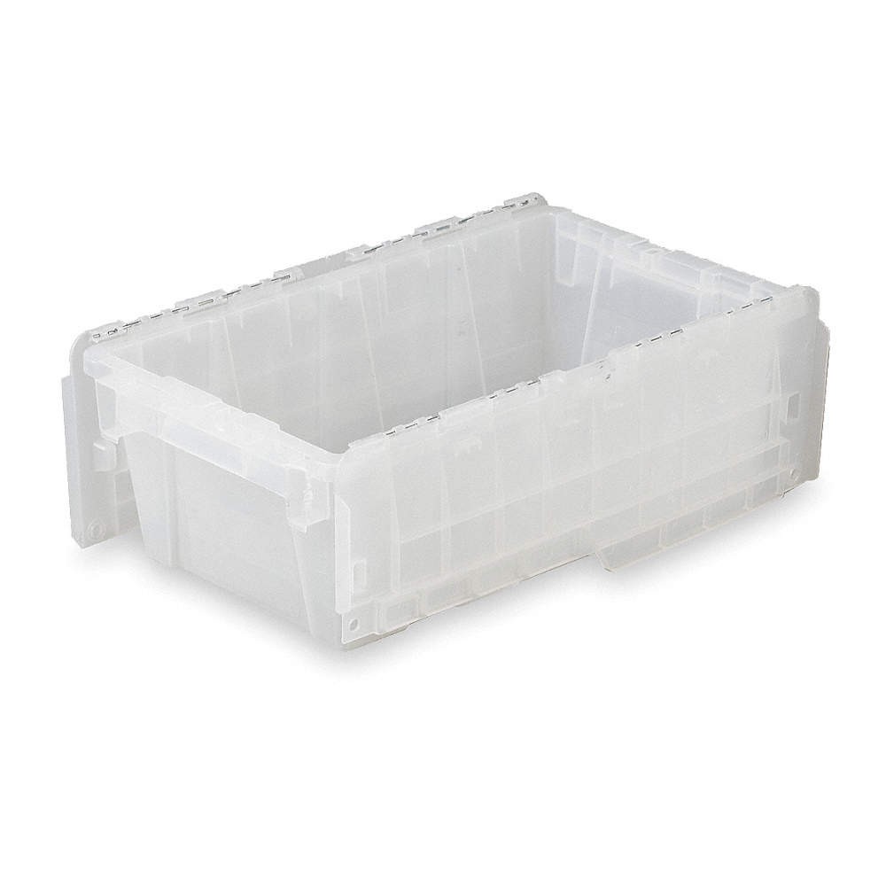 ORBIS FP075 Clear Attached Lid Ctr,Translucent,Solid,HDPE 3CLU8