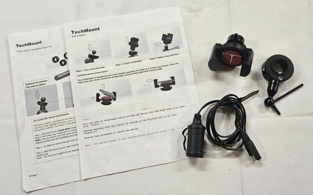 TechMount Handlebar Mount and Cradle/Battery Tender Power Supply Cable